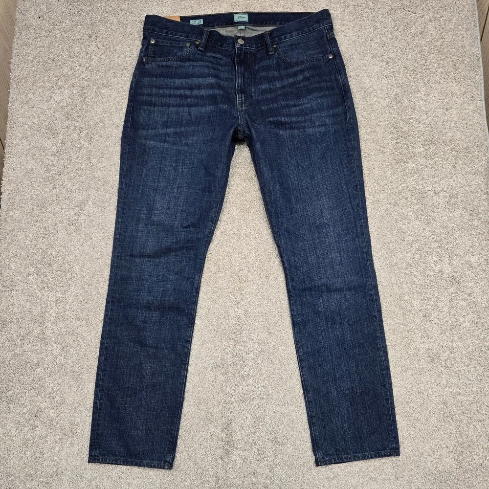 J Crew Jeans Mens 36x32 Blue 1040 Straight Leg Tapered Denim 100% Cotton NEW